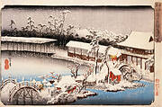 View of Kameido Tenmangū Shrine at Kameido in Snow
