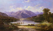 Mountain Landscape with Cows and Sheep