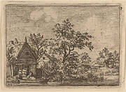 Two Casks in Front of a Cottage