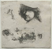 Sheet of Studies:  Self-Portrait, a Beggar Couple, etc.