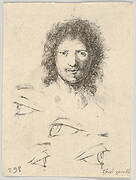 Plate 2: at top, the head of a young man, frontal view, at bottom, four eyes, from 'The Book for Learning to Draw' (Livre pour apprendre à dessiner)