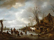 Ice scene near an inn
