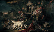 Death nature with shooting gear and flowers I