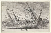 Boten in de storm op zee