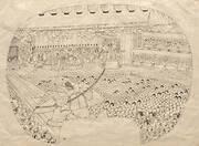 Design for Fan-shaped Print of Kabuki Theater