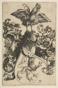 Coat of Arms with a Lion and a Cock