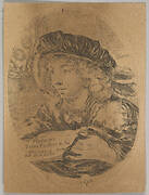 A bust of a young man wearing a cap with feathers, turned three-quarters to the left, the coat of arms of the Grand Duke of Tuscany in top left, title page from 'Several heads in the Persian style' (Plusieurs têtes coiffées à la persienne)